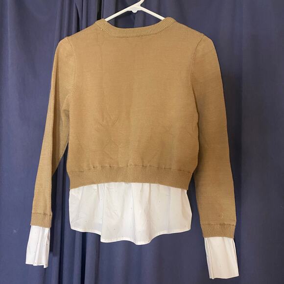 Laundry By Shelli Segal Preppy Embellished Layered Sweater Cuffs Size Medium - Picture 7 of 8